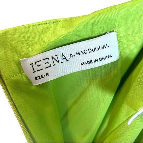 IEENA for Mac Duggal Cutout Strappy Back Column Dress Sz 8 Green Maxi Gown - Picture 12 of 15
